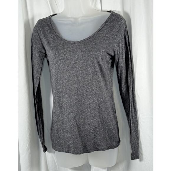 Ann Taylor Loft Cotton Scoop Neck Long Sleeves T-Shirt Heather Gray XS 86-27 - Picture 4 of 12